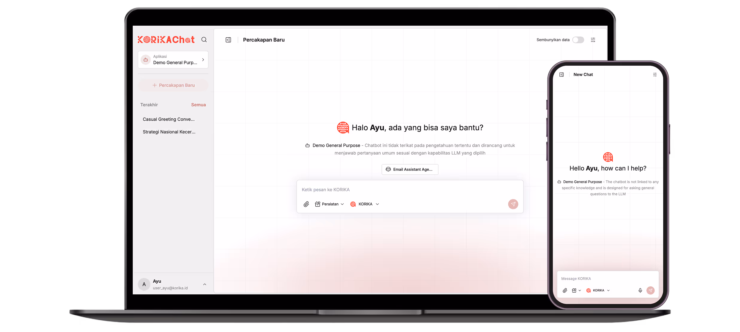 Tampilan GLChat Website dam Mobile